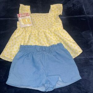 Btween, new without tag, lined yellow tank, with elastic waist short set
